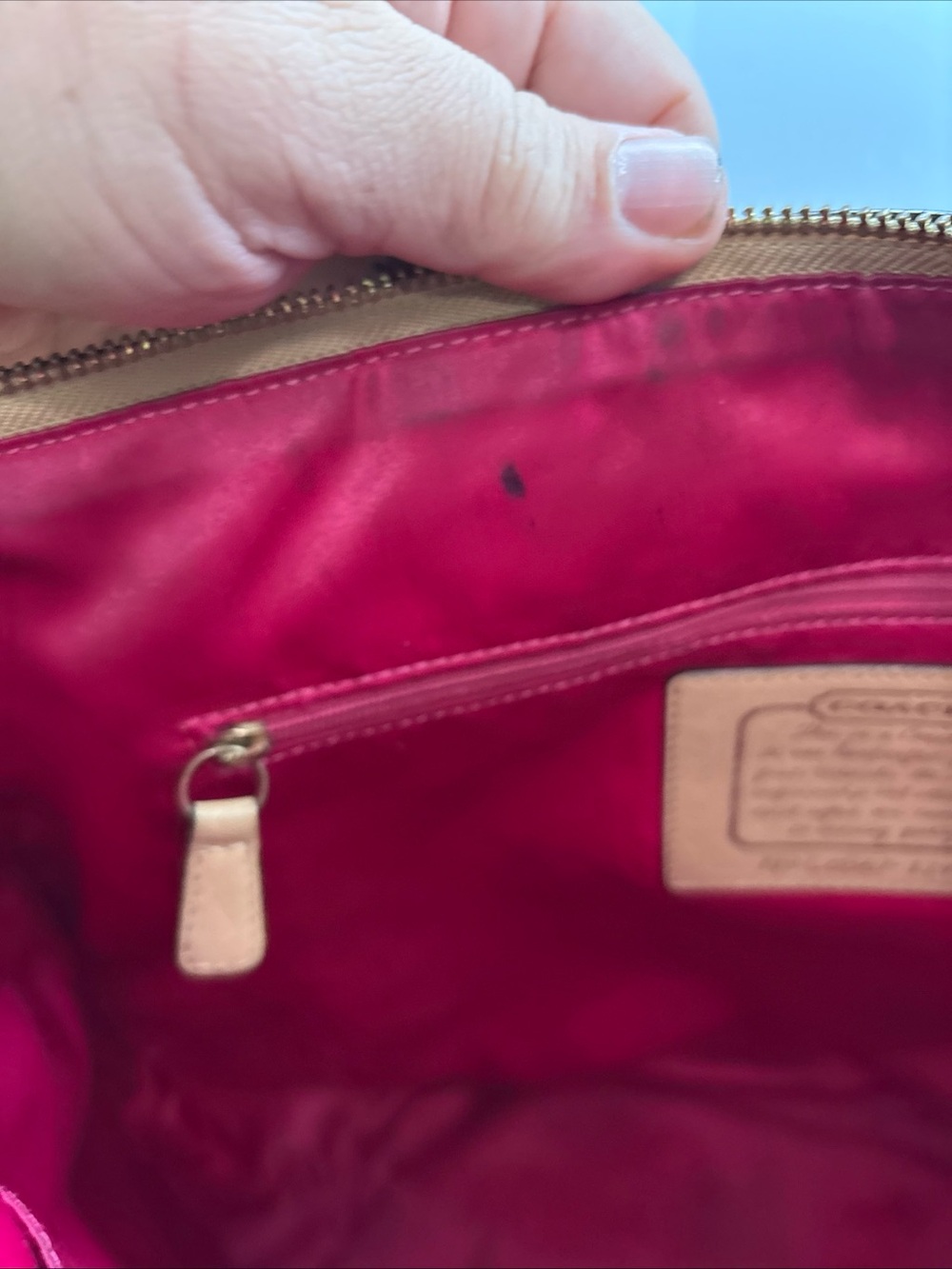 Coach Khaki Signature Canvas Tote with Gold Trim - Picture 16 of 16